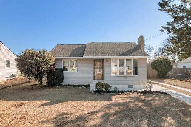 715 Eldredge Ave, North Cape May, NJ 08204 - bungalow-style house featuring fence, a chimney, a shingled roof, and crawl space