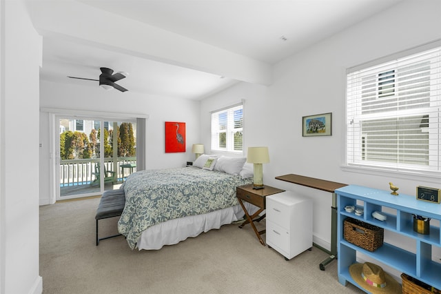 127 34th St, Avalon, NJ 08202 - bedroom with access to exterior, light carpet, and baseboards