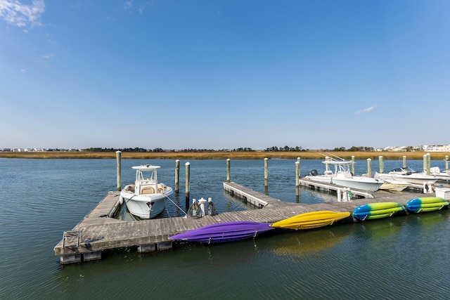 dock area featuring a water view