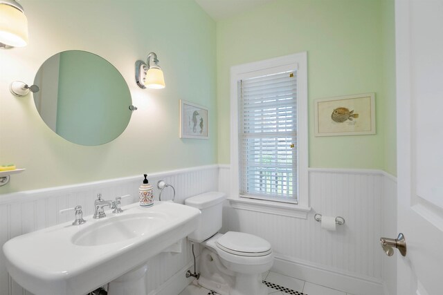 9 Seabreeze Ln, Avalon Manor, NJ 08202 - half bath featuring a wainscoted wall and tile patterned flooring