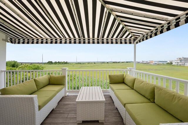 9 Seabreeze Ln, Avalon Manor, NJ 08202 - wooden deck with an outdoor living space and a view of rural / pastoral area