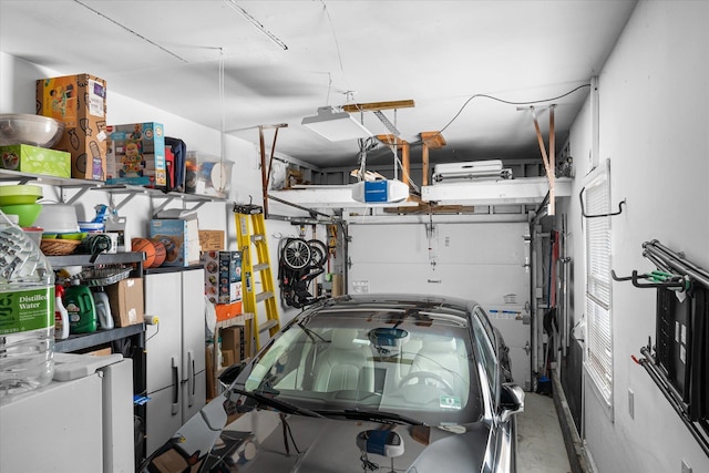 garage with a garage door opener