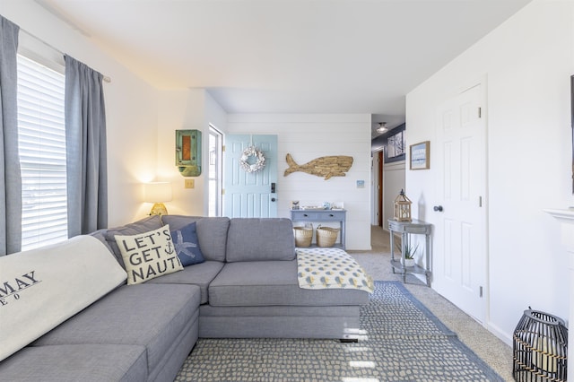 living room featuring carpet floors