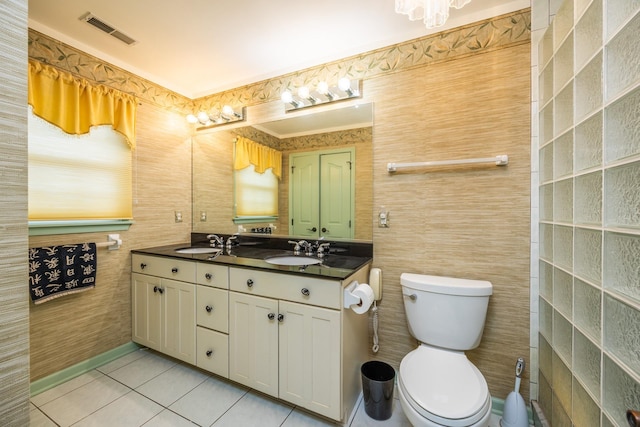 5011 Haven Ave Unit 2, Ocean City, NJ 08226 - full bathroom with double vanity, tile patterned floors, toilet, and tile walls