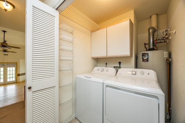 5011 Haven Ave Unit 2, Ocean City, NJ 08226 - laundry area featuring cabinet space, washer and dryer, a ceiling fan, and water heater
