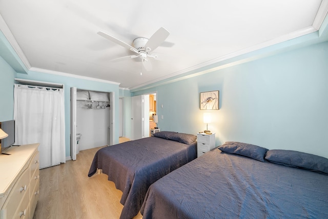 66 E 20th St Unit 108, Avalon, NJ 08202 - bedroom with crown molding, light wood-style flooring, and ceiling fan