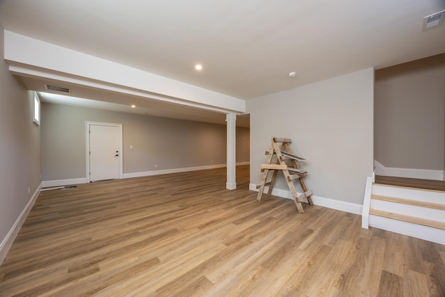 1840 Rt 9th Hwy, Seaville, NJ 08230 - finished basement with light wood-style flooring, stairway, recessed lighting, and baseboards