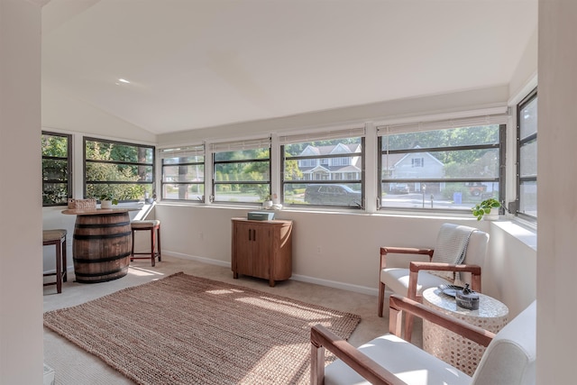 15 Seaview Ave, Beesleys Point, NJ 08223 - sunroom with vaulted ceiling, carpet, and plenty of natural light