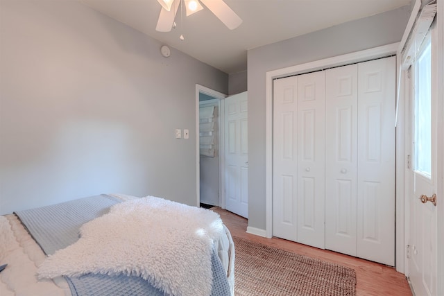 15 Seaview Ave, Beesleys Point, NJ 08223 - bedroom with light wood finished floors, a closet, and ceiling fan