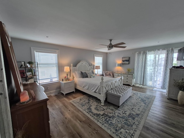 424 W Andrews Ave, Wildwood, NJ 08260 - bedroom with dark wood-style flooring and a ceiling fan