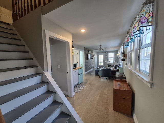 424 W Andrews Ave, Wildwood, NJ 08260 - staircase featuring wood finished floors, recessed lighting, and a ceiling fan