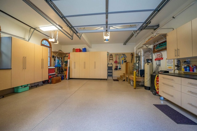 garage with a garage door opener