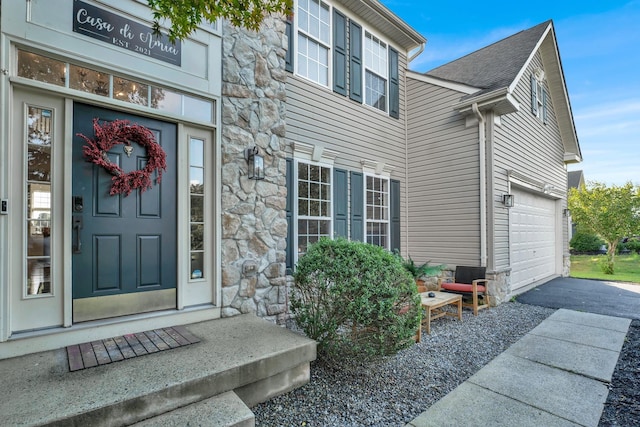 entrance to property with a garage