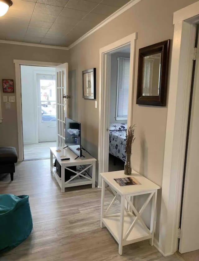 217 Ridgewood Ave, Villas, NJ 08251 - living area featuring crown molding and light wood-style flooring