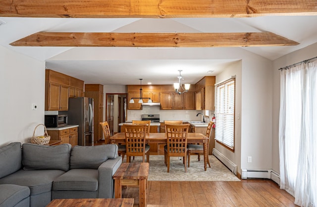 970 Shirley Ave, Erma, NJ 08204 - living area featuring light wood finished floors and a chandelier