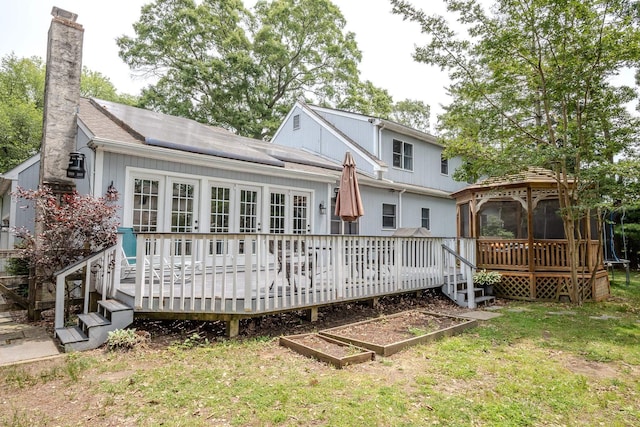 970 Shirley Ave, Erma, NJ 08204 - rear view of property with a chimney, a gazebo, a wooden deck, and a yard