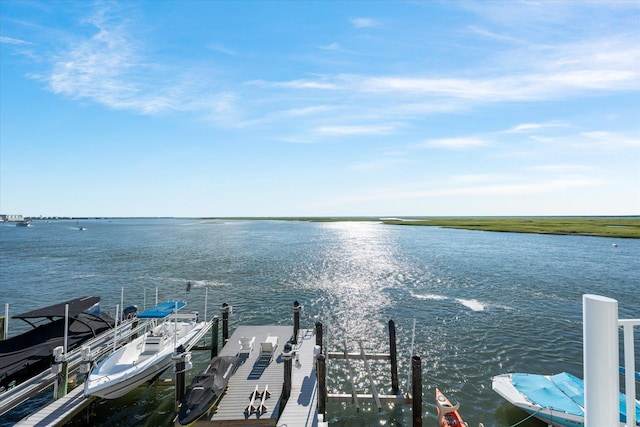 property view of water with a boat dock