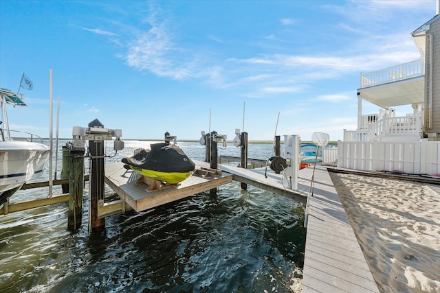 view of dock featuring a water view