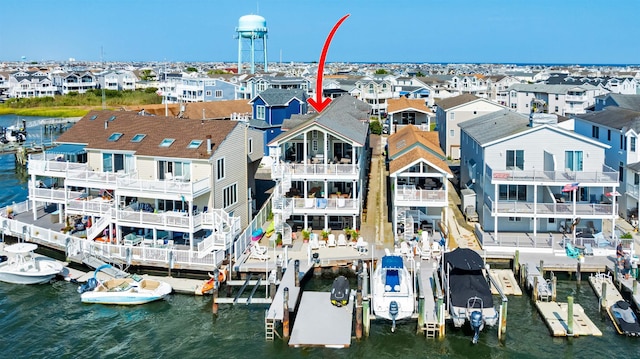 bird's eye view featuring a water view