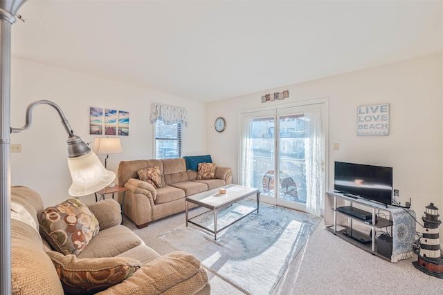 living room featuring carpet flooring