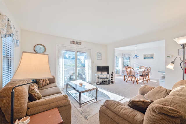 view of carpeted living area