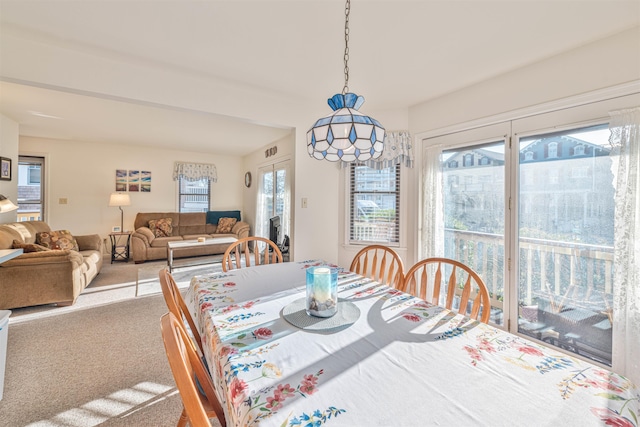 dining room with carpet flooring
