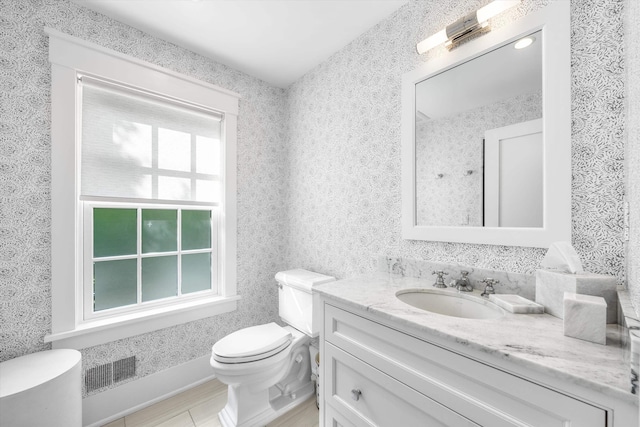 74 38th St, Avalon, NJ 08202 - bathroom with vanity and wallpapered walls