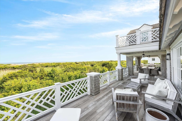 74 38th St, Avalon, NJ 08202 - wooden deck with an outdoor living space