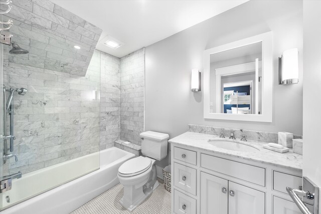 74 38th St, Avalon, NJ 08202 - bathroom featuring vanity, bath / shower combo with glass door, and tile patterned flooring