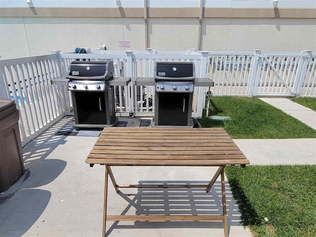 view of patio / terrace featuring a grill