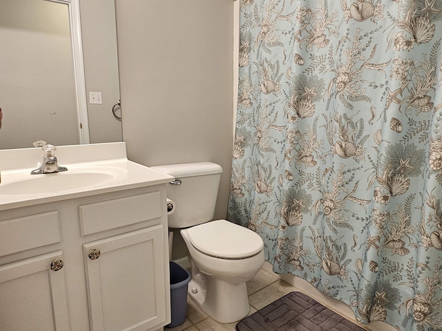 bathroom with tile patterned floors, vanity, and toilet