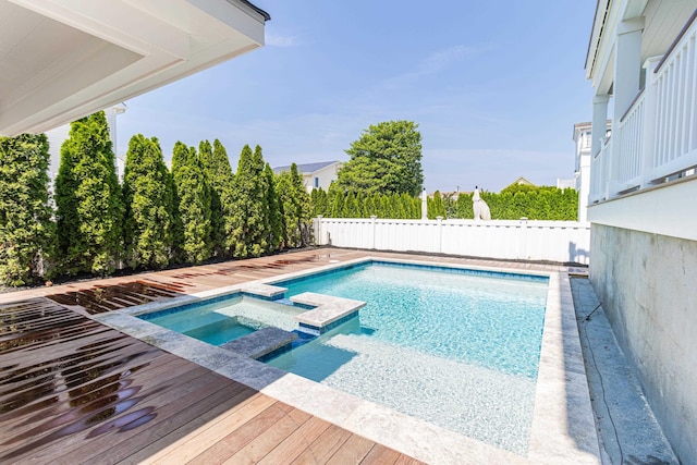 146 22nd St, Avalon, NJ 08202 - view of swimming pool with a pool with connected hot tub and a fenced backyard