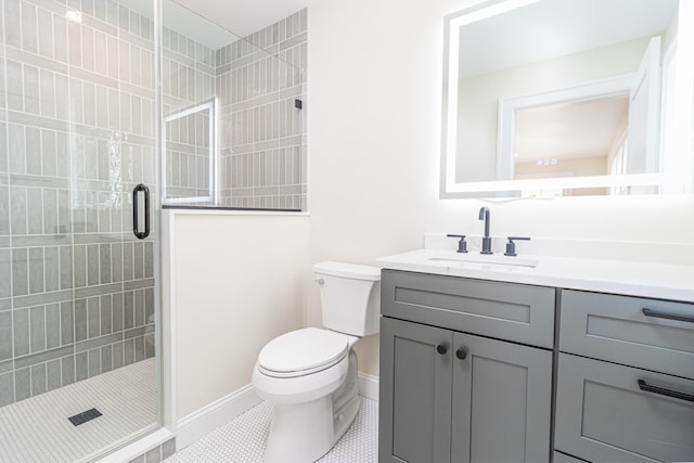 146 22nd St, Avalon, NJ 08202 - full bathroom featuring vanity, a shower stall, and tile patterned floors