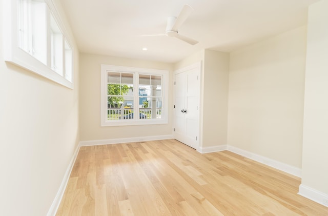 146 22nd St, Avalon, NJ 08202 - empty room with light wood-type flooring, ceiling fan, and recessed lighting