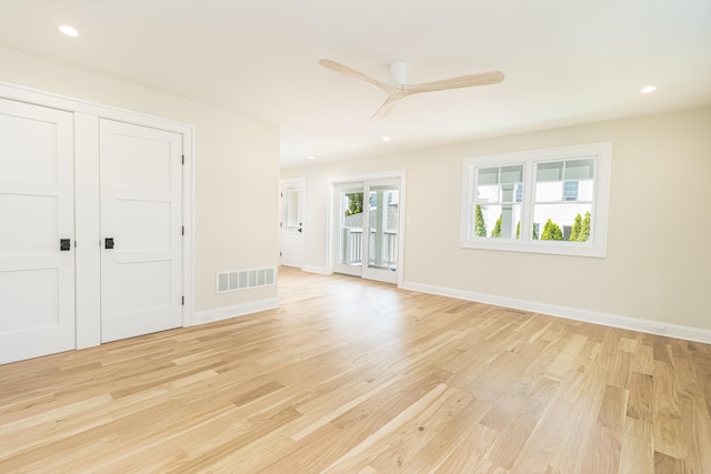 146 22nd St, Avalon, NJ 08202 - unfurnished living room featuring light wood-style flooring, a ceiling fan, and recessed lighting