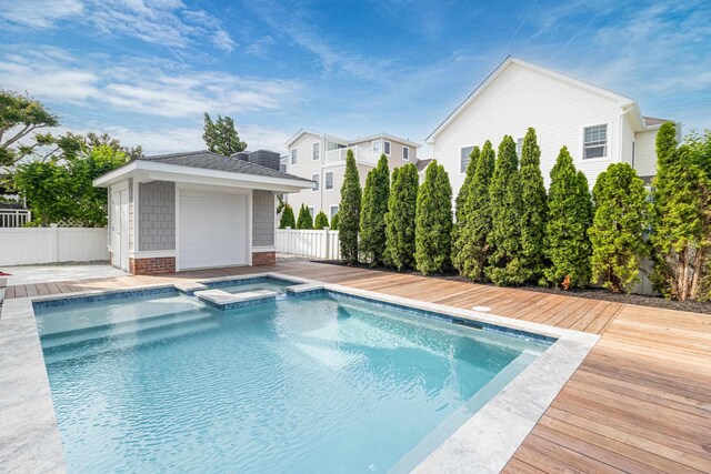 146 22nd St, Avalon, NJ 08202 - view of swimming pool featuring a deck and a pool with connected hot tub