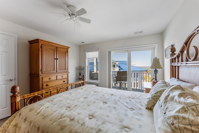 3401 Seaboard Cir Unit 3401, North Wildwood, NJ 08260 - bedroom featuring visible vents, ceiling fan, and access to outside