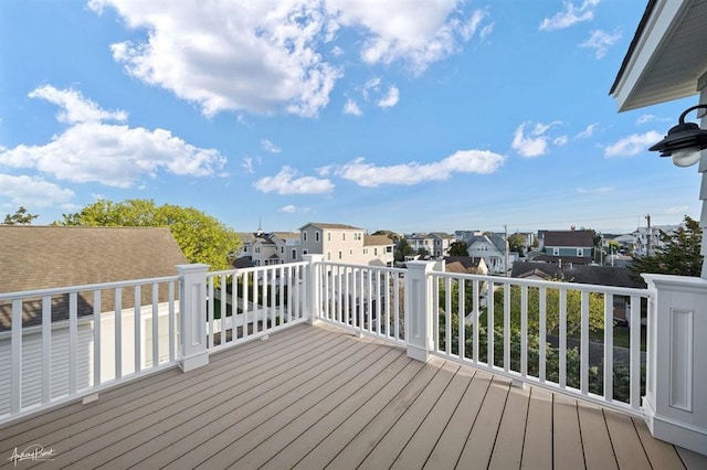 deck with a residential view