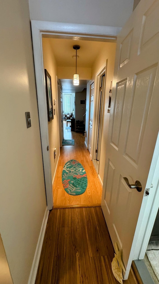 corridor featuring wood-type flooring