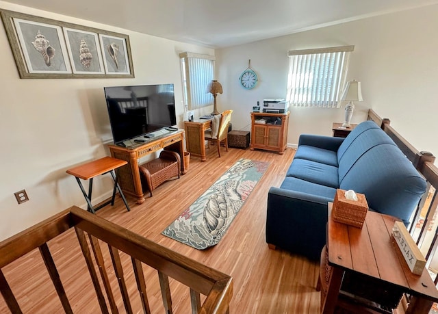 living room with hardwood / wood-style flooring