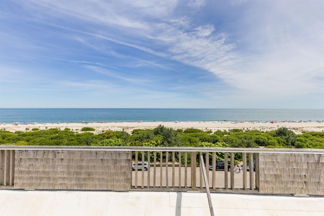 view of water feature with a view of the beach