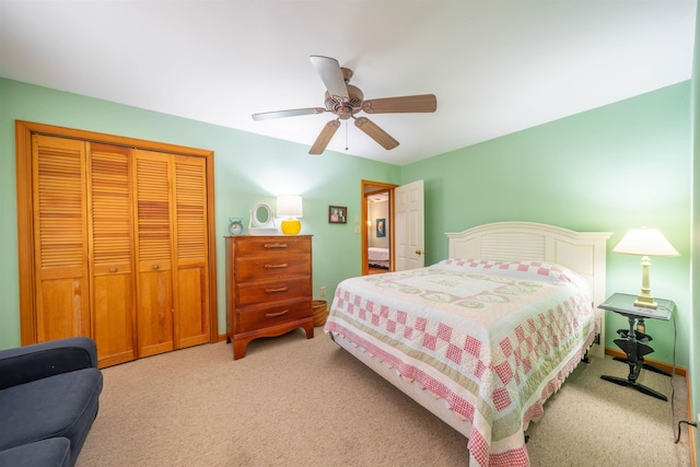 408 Princeton Ave, Cape May Point, NJ 08212 - bedroom featuring a closet, light colored carpet, and ceiling fan