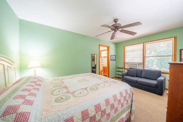 408 Princeton Ave, Cape May Point, NJ 08212 - bedroom featuring carpet, ceiling fan, cooling unit, and connected bathroom