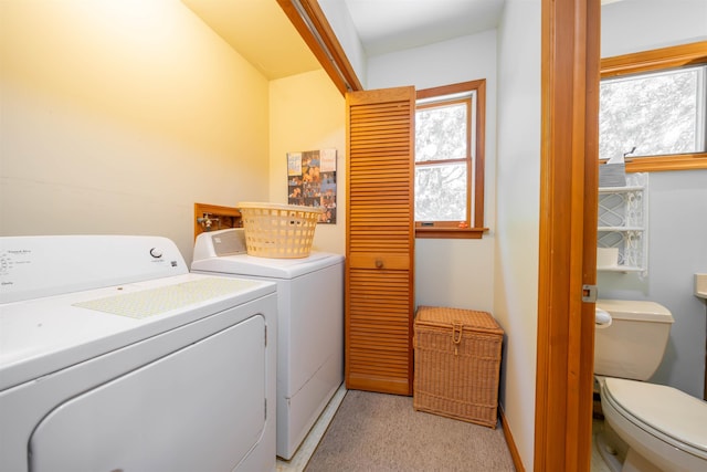 408 Princeton Ave, Cape May Point, NJ 08212 - laundry room with independent washer and dryer and light carpet