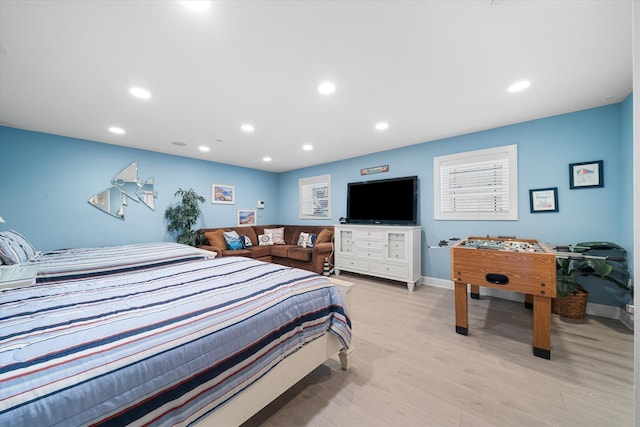 bedroom featuring light wood-type flooring