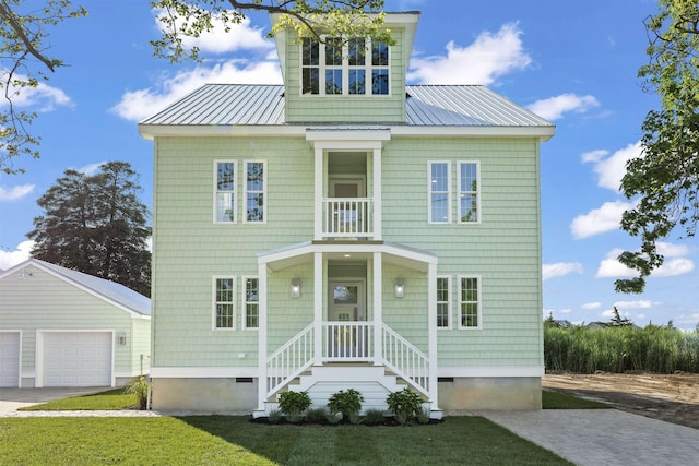 9 N 8th St, Del Haven, NJ 08251 - view of front of house with an outdoor structure, crawl space, a garage, and a metal roof