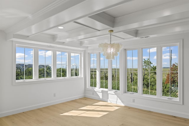 9 N 8th St, Del Haven, NJ 08251 - unfurnished sunroom featuring beamed ceiling and a chandelier