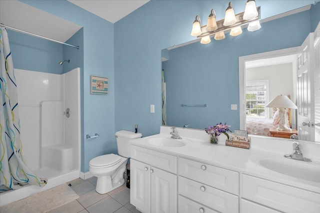 240 E Taylor Ave Unit 100, Wildwood, NJ 08260 - full bathroom with tile patterned flooring, double vanity, and a shower with shower curtain