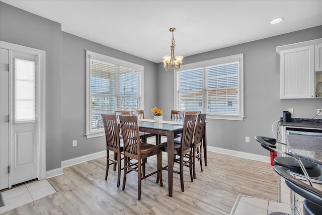 240 E Taylor Ave Unit 100, Wildwood, NJ 08260 - dining area with a chandelier, light wood finished floors, and recessed lighting