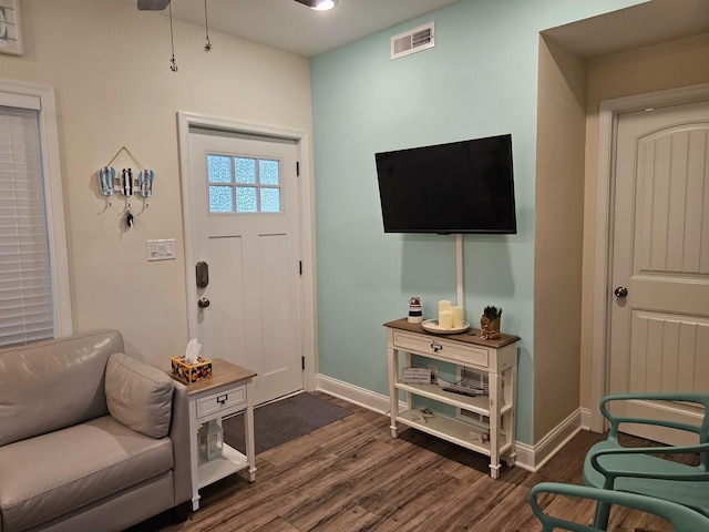 foyer entrance featuring dark hardwood / wood-style flooring